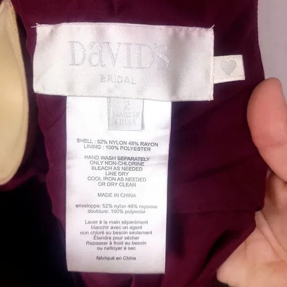 David's Bridal Burgundy Sleeveless Lace A-line Dress Bridesmaids Prom size 2 - Picture 7 of 10
